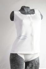 Damen-Unterhemd mit Klettverschluss. Bei Bewegungseinschränkungen des oberen Bewegungsapparates